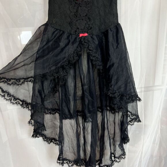 vintage 100% nylon tiered lace chemise slip dress steampunk gothic coquette - Picture 5 of 11